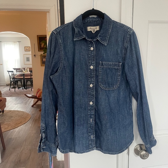 Madewell Denim/Chambray Top (Dark Denim) - Picture 3 of 4
